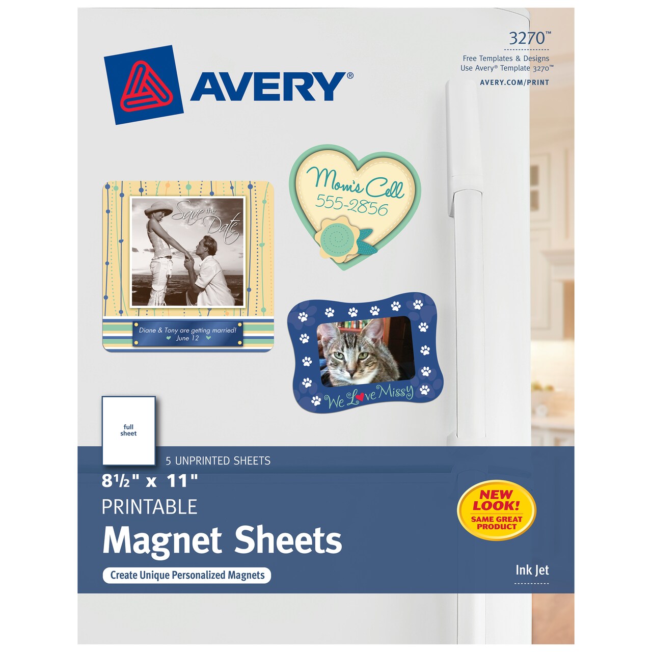 Avery Printable Magnet Sheets, 8.5 x 11, Inkjet Printer, 5 White